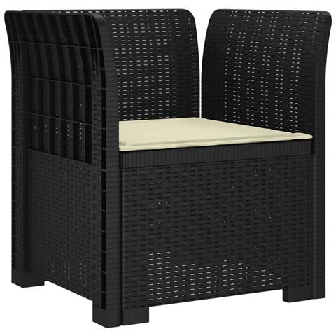 Poltrona a 1 Posto con Cuscino Aspetto Rattan PP Antracite - Foto 1