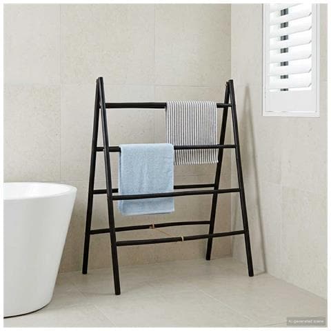 Scala per coperte a doppio lato Nero 90 x 50 x 100 cm Bambù - Foto 2