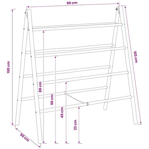 Scala per coperte a doppio lato Nero 90 x 50 x 100 cm Bambù - Foto 5