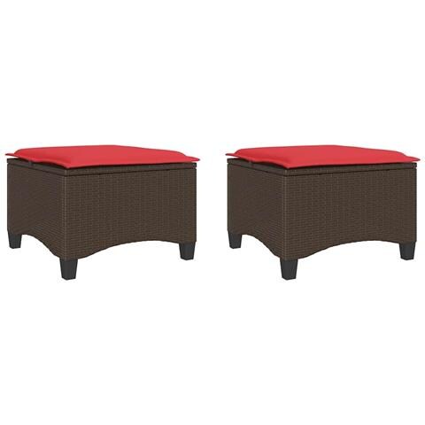 Sgabelli Giardino con Cuscini 2pz Marrone 55x55x36cm Polyrattan - Foto 1