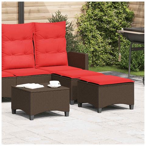 Sgabelli Giardino con Cuscini 2pz Marrone 55x55x36cm Polyrattan - Foto 2