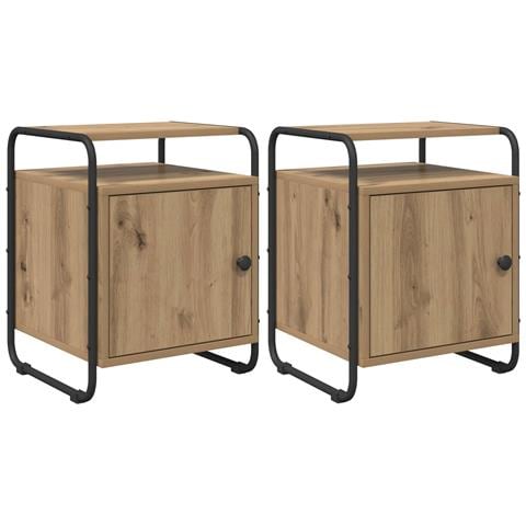 Armadio da Notte 2 pz Rovere Artigianale Legno ingegnerizzato - Foto 1