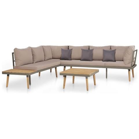 Set Divani da Giardino 4 pz con Cuscini Legno di Acacia Marrone - Foto 1