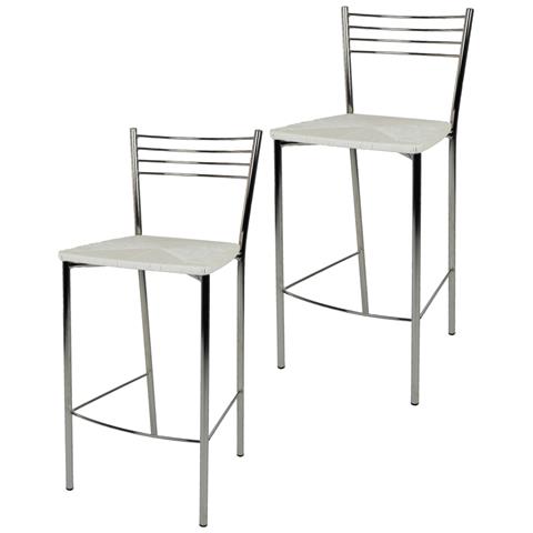 t m c s Tommychairs con Robusta Struttura in Acciaio Cromato e Seduta Imbottita e Rivestita in Ecopelle Nera Set 2 sgabelli Alti e di Design Elena per Cucina e Bar Moderno