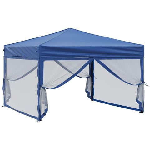 Tenda Per Feste Pieghevole Con Pareti Laterali Blu 3x3 M - Foto 8