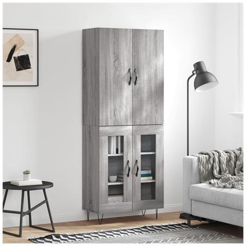 Credenza Grigio Sonoma 69,5x34x180 Cm In Legno Multistrato - Foto 6