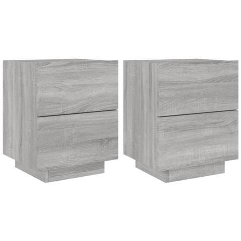 Comodini Con Luci Led 2pz Grigio Sonoma In Legno Multistrato - Foto 2