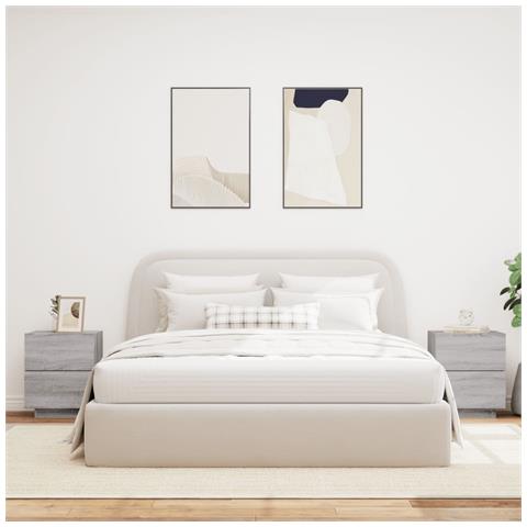 Comodini Con Luci Led 2pz Grigio Sonoma In Legno Multistrato - Foto 3