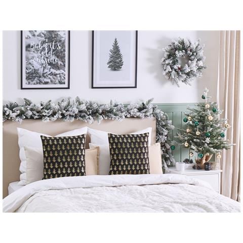 Set Di 2 Cuscini Leroy Cotone 45 X 45 Cm Nero Modello Natalizio - Foto 1