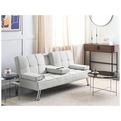 Divano Letto 3 Posti Roxen Tessuto Beige Chiaro - Foto 1