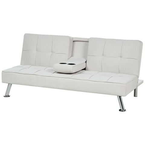 Divano Letto 3 Posti Roxen Tessuto Beige Chiaro - Foto 5