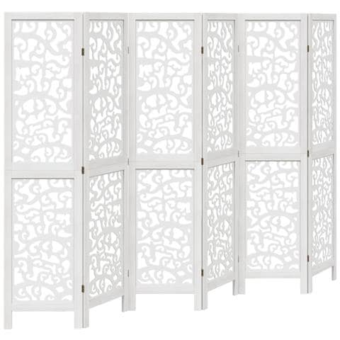 Divisorio Ambienti 6pannelli Bianco Legno Massello Di Paulownia - Foto 2