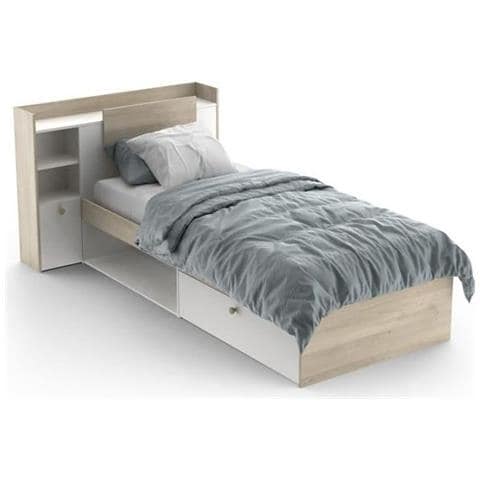 Letto Per Bambini Life 90 X 190/200 - Contenitore - Rovere E Bianco - Foto 1