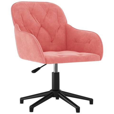 Sedia Girevole Da Ufficio Rosa In Velluto - Foto 2