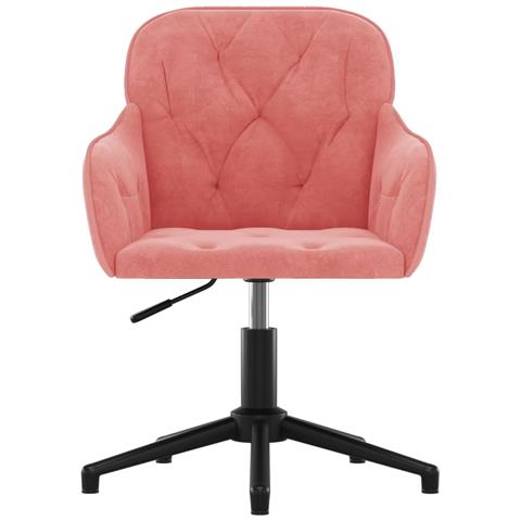 Sedia Girevole Da Ufficio Rosa In Velluto - Foto 3