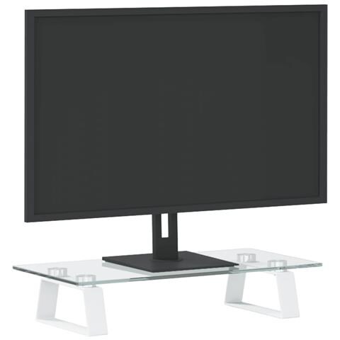 Supporto Per Monitor Bianco 40x20x8cm Vetro Temperato E Metallo - Foto 3