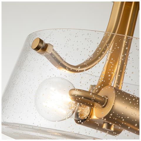 Lampadario Contemporaneo Hollister Acciaio Ottone Spazzolato 2 Luci E27 - Foto 2