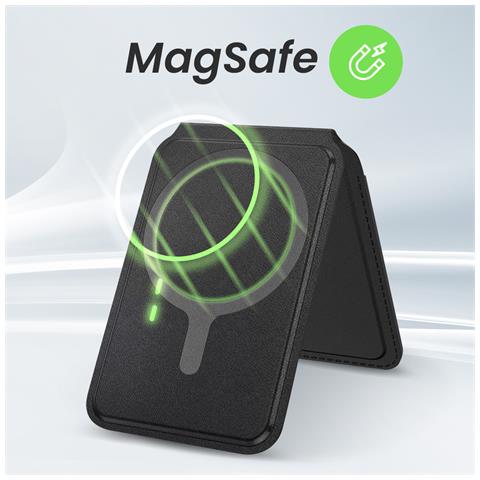 Portacarte Magsafe Supporto Video Fissaggio Magnetico Sicuro, Nero - Foto 2