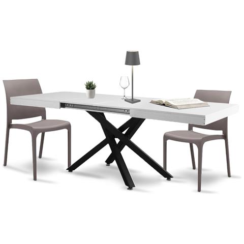 Tavolo Da Pranzo Cucina Allungabile Estensibile 90x140 - 220cm Bianco Frassinato - Foto 1