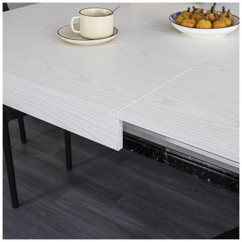 Tavolo Da Pranzo Cucina Allungabile Estensibile 90x140 - 220cm Bianco Frassinato - Foto 2