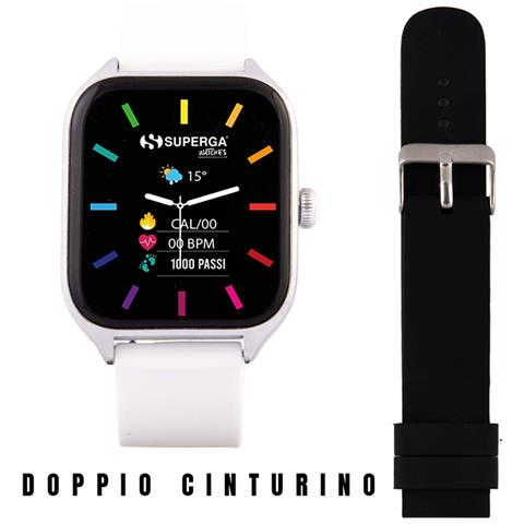 Smartwatch SWT-STC011 Bluetooth Cassa Silver 42 mm in Alluminio con Doppio Cinturino Bianco e Nero - Foto 2