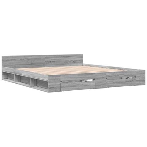 Giroletto Cassetti Grigio Sonoma 180x200 Cm Legno Multistrato - Foto 3