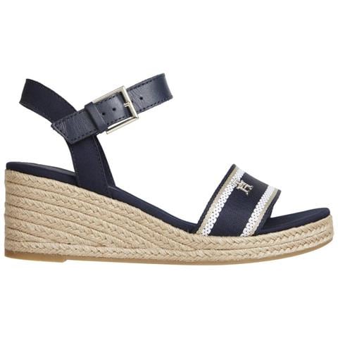 Webbing Wedge Sandal Sandali Cotone Scarpe Donna Blu Eu 40, Fw0fw08044 Dw6 - Foto 2