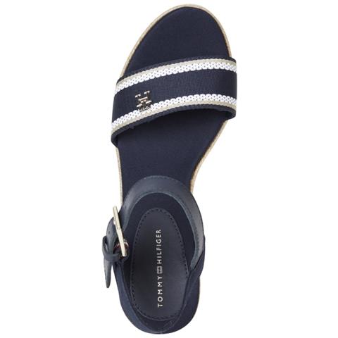 Webbing Wedge Sandal Sandali Cotone Scarpe Donna Blu Eu 40, Fw0fw08044 Dw6 - Foto 3