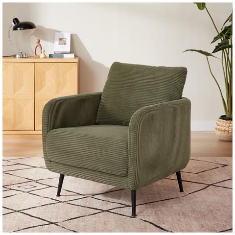 Poltrona Di Design Emma In Velluto A Coste Verde Salvia - Foto 1