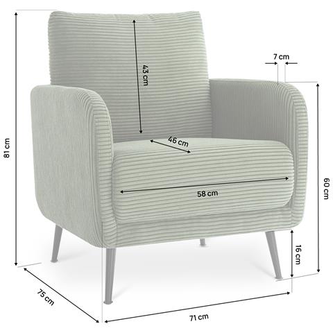 Poltrona Di Design Emma In Velluto A Coste Verde Salvia - Foto 8