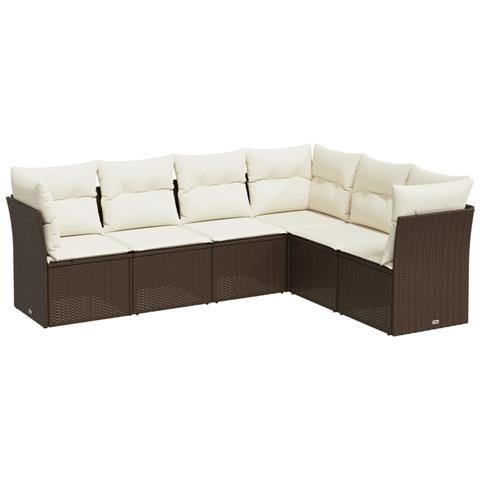 Set Divani Da Giardino 6 Pz Con Cuscini Marrone In Polyrattan - Foto 2