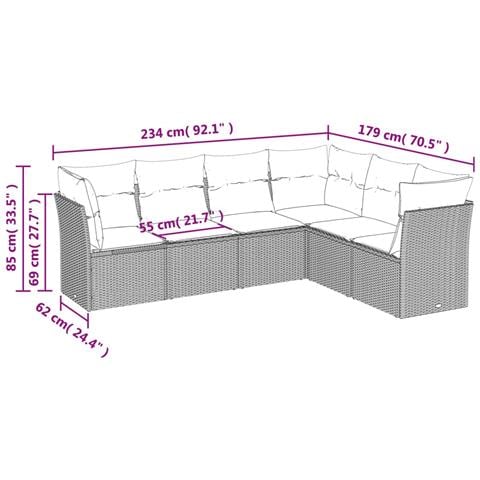 Set Divani Da Giardino 6 Pz Con Cuscini Marrone In Polyrattan - Foto 3