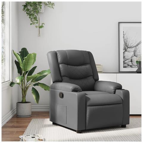 Poltrona Reclinabile Grigia In Similpelle - Foto 1