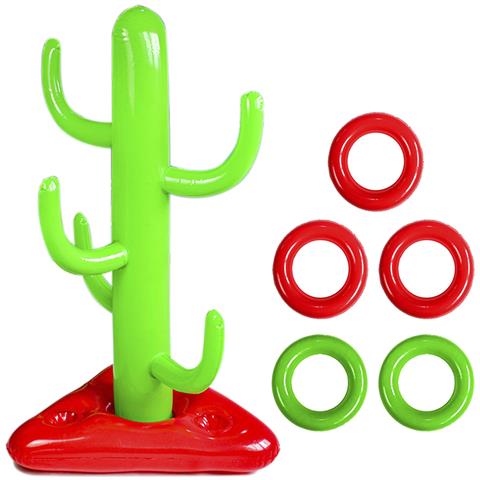 Cactus Gonfiabile Con 5 Anelli. Gioco Di Abilità E Mira. 66x110 Cm. 60x66x110 Centimetri. Colore Verde - Foto 2