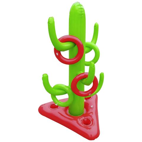 Cactus Gonfiabile Con 5 Anelli. Gioco Di Abilità E Mira. 66x110 Cm. 60x66x110 Centimetri. Colore Verde - Foto 1