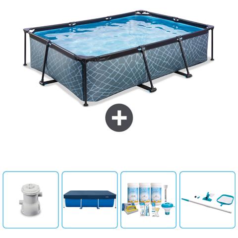 Piscina Fuori Terra - Rettangolo - 300x200x65 Cm - Grigio - Include Accessori Coordinati Cb7 - Foto 1