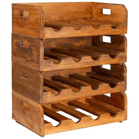 Set Portavini 4 Pz Per 16 Bottiglie In Legno Massello Di Mogano - Foto 1