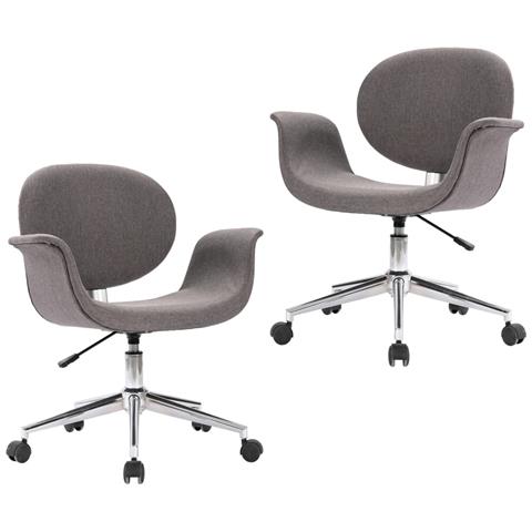 Sedie Da Pranzo Girevoli 2 Pz Grigie In Tessuto - Foto 1