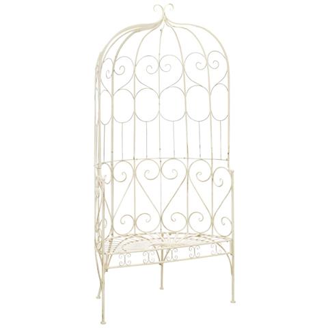 Panchina Da Giardino 95 Cm In Ferro Bianco Anticato - Foto 2