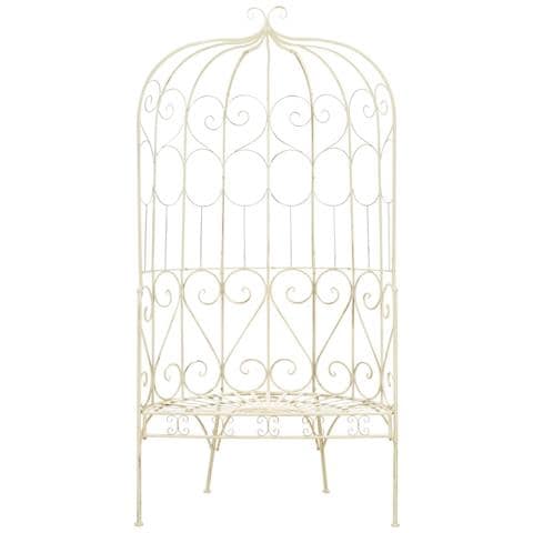 Panchina Da Giardino 95 Cm In Ferro Bianco Anticato - Foto 1