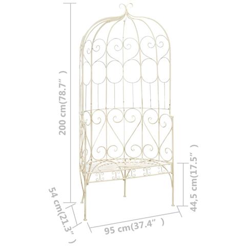 Panchina Da Giardino 95 Cm In Ferro Bianco Anticato - Foto 6