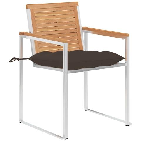 Sedie Da Giardino 2 Pz Con Cuscini In Legno Di Teak E Acciaio - Foto 1