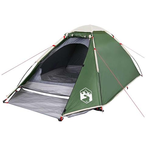 Tenda da Campeggio a Cupola per 4 Persone Verde Impermeabile - Foto 2