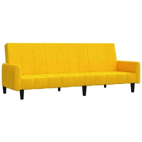 Divano Letto a 2 Posti Giallo in Velluto - Foto 1