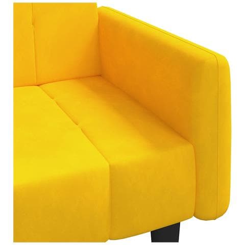 Divano Letto a 2 Posti Giallo in Velluto - Foto 9