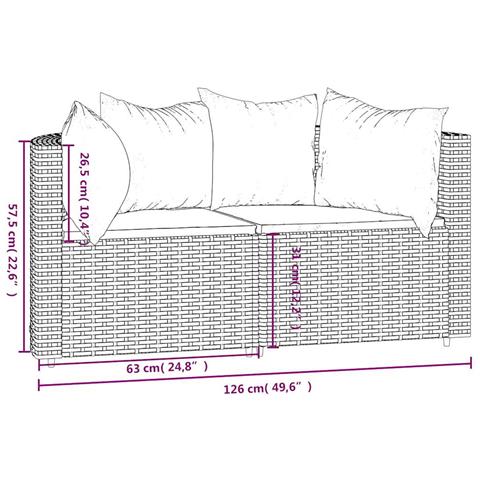 Divani Angolari da Giardino con Cuscini 2pz in Polyrattan Nero - Foto 9