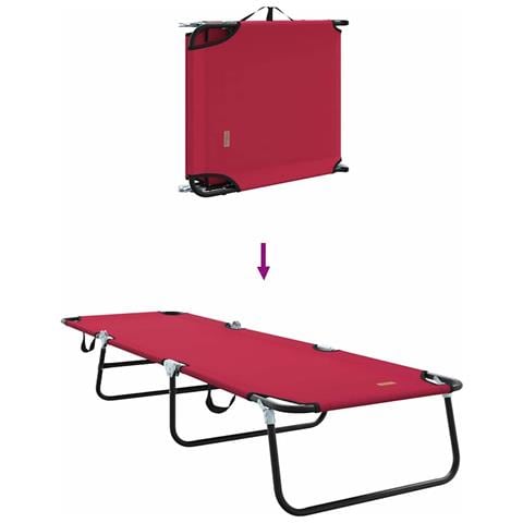 Lettino Prendisole 2 pcs Portatile Rosso in Tessuto Oxford 600D - Foto 9