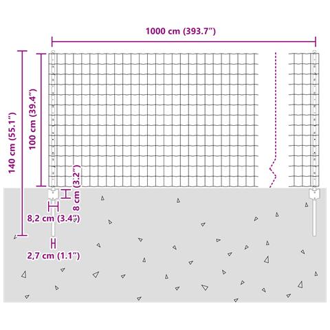 Recinzione Euro con 10 Post in Alluminio Argento 1x10 m Acciaio - Foto 9