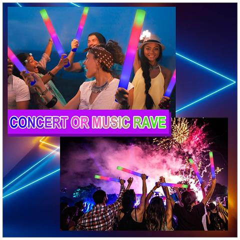 Bastoncini Luminosi In Spugna Led Multicolore - Confezione Da 12, Perfetti Per Feste Ed Eventi - Foto 7