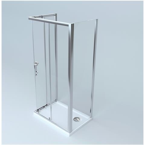 Box Doccia 3 Lati 80x80x75 Cm: Fisso + Angolare Scorrevole Cromato Lica - Foto 1